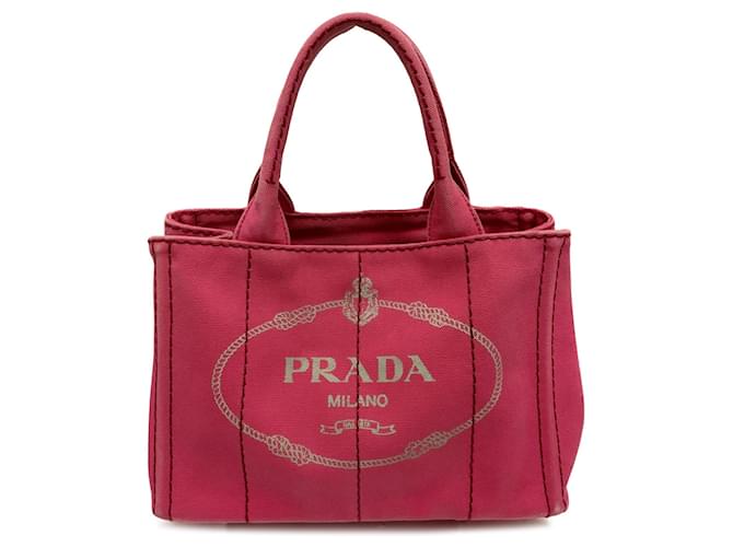 Prada Pink Small Canapa Logo Tote Cloth Cloth  ref.1330413