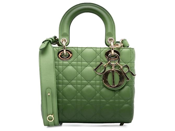 Dior Green Small Lambskin Cannage My ABCDior Lady Dior Leather  ref.1330428