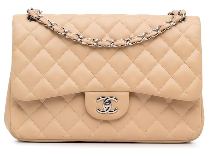 Chanel Brown Jumbo Classic Lambskin lined Flap Leather  ref.1330439