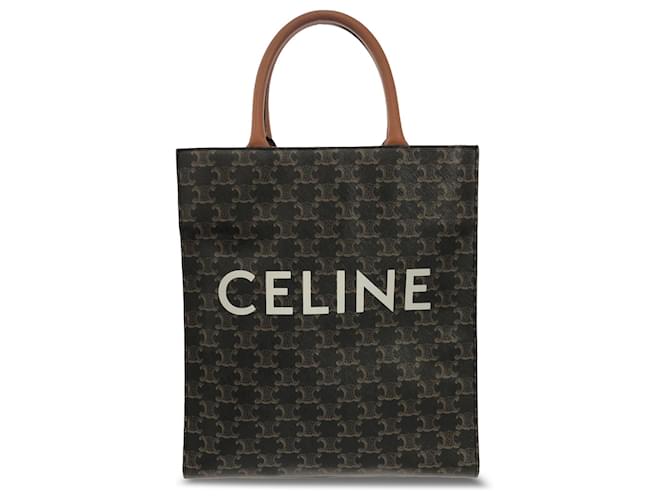 Céline Celine Brown Small Triomphe Vertical Cabas Cloth Cloth  ref.1330450