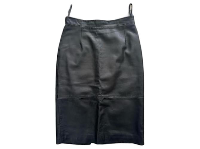 Autre Marque AW2001 Ruffo research by Sophia Kokosalaki vintage black leather midi skirt  ref.1330544