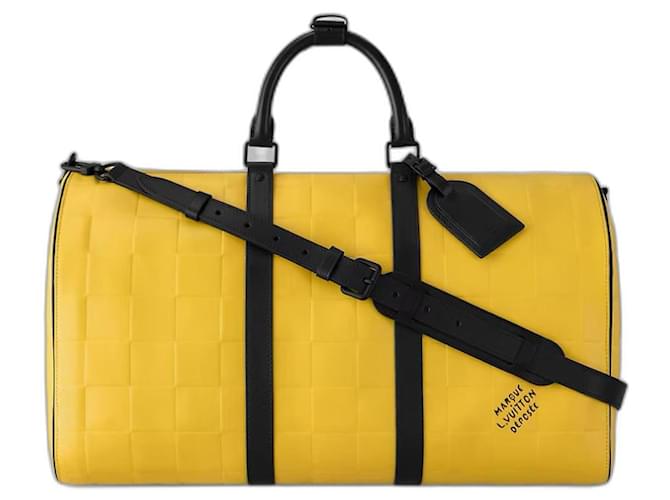 Louis Vuitton LV Keepall Damier Scuba Yellow Leather  ref.1330557
