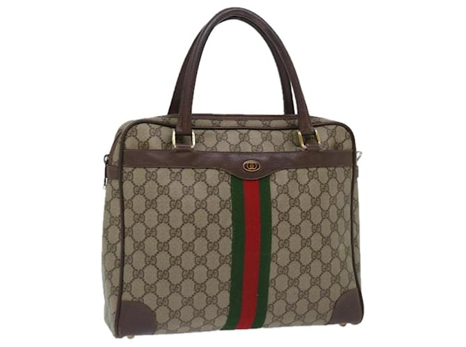 GUCCI GG Supreme Web Sherry Line Hand Bag PVC Beige Red 904 02 015 Auth th4757  ref.1330627