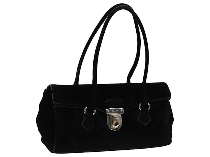 PRADA Shoulder Bag Suede Black Auth bs13416  ref.1330685