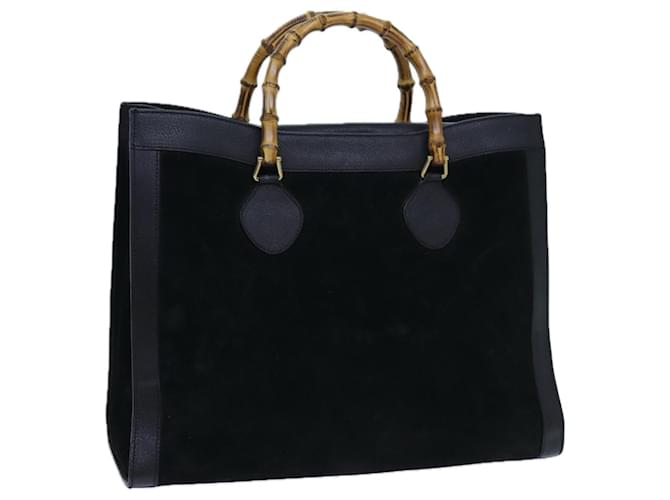 GUCCI Bamboo Tote Bag Suede Black 002 1186 0259 auth 70187  ref.1330709