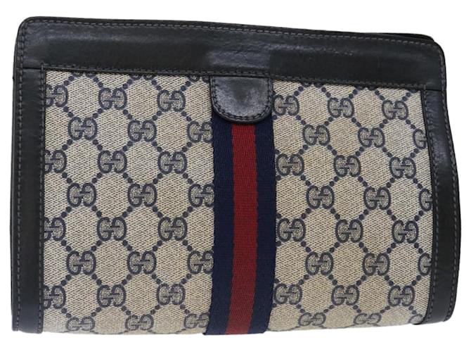 GUCCI GG Supreme Sherry Line Clutch Bag PVC Navy Red 07 014 2125 auth 70291 Navy blue  ref.1330711