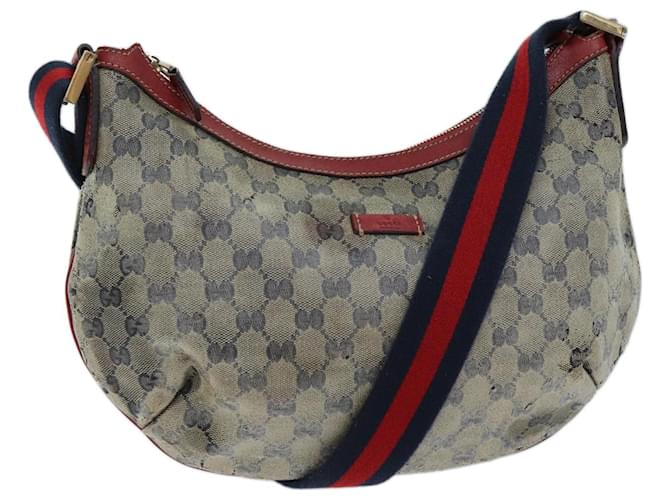 Borsa a tracolla GUCCI Linea GG Crystal Sherry Beige Rosso Navy 181092 auth 70131 Blu navy  ref.1330755