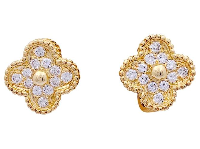Autre Marque Van Cleef & Arpels earrings, "Vintage Alhambra", Yellow gold, diamants. Diamond  ref.1330763