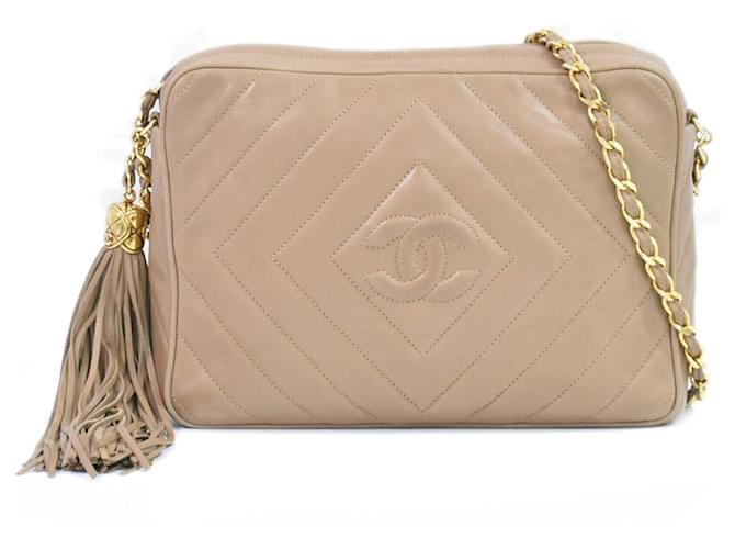 Chanel camera Beige Leather  ref.1330872