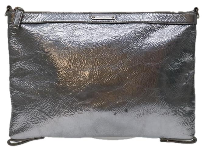 YVES SAINT LAURENT Silvery Leather  ref.1330988