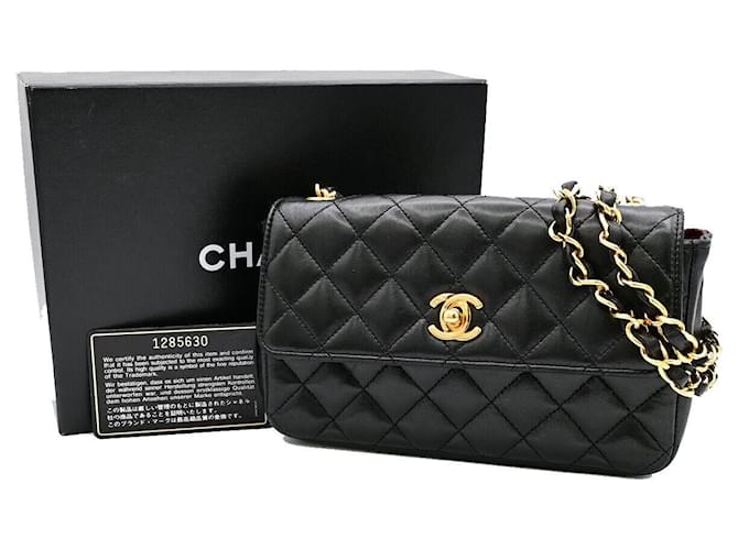 Chanel Mini matelassé Black Leather  ref.1331024