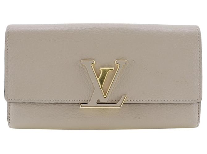 Louis Vuitton Portefeuille Capucines Silber Leder  ref.1331277
