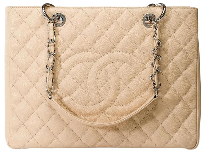 CHANEL Grand shopping bag in Beige Leather - 101848  ref.1331415