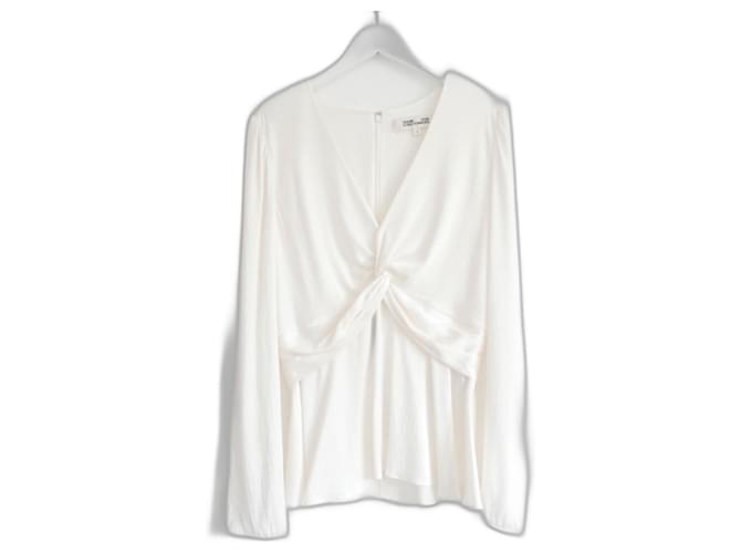 Diane Von Furstenberg textured silk blouse Cream  ref.1331435