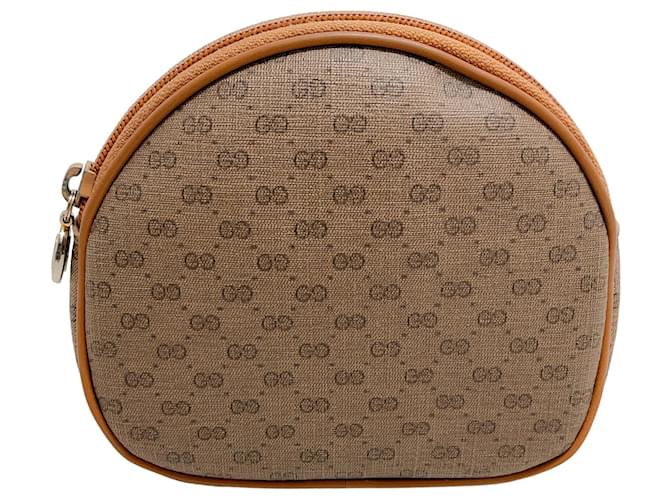 Autre Marque Gucci Vintage GG Supreme Pouch Beige Leather  ref.1331510