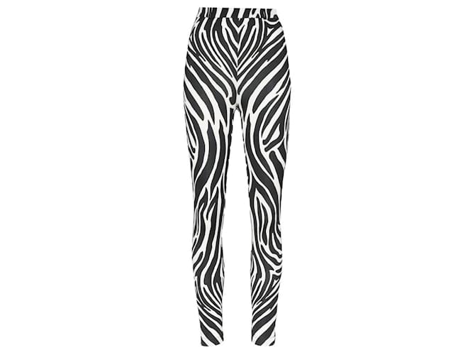 Autre Marque Versace Black / White Zebra Print Leggings Synthetic  ref.1331537