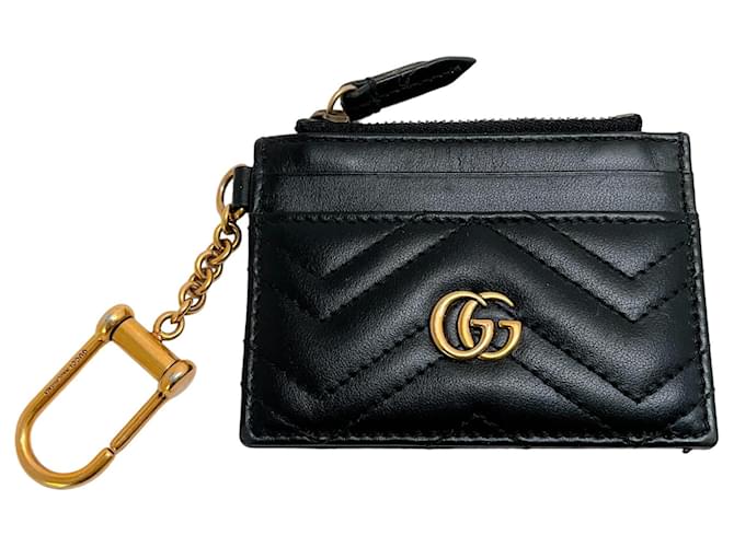 Autre Marque Gucci Black Leather Marmont Keychain Wallet  ref.1331548