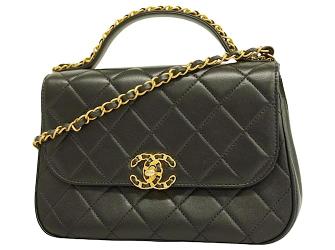 Timeless Chanel Coco Handle Nero Pelle  ref.1331628