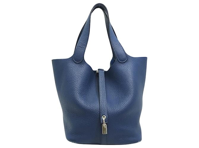 Hermès Picotin Lock Navy blue Leather  ref.1331759