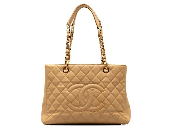 Timeless Chanel Matelassé Bege Couro  ref.1331911