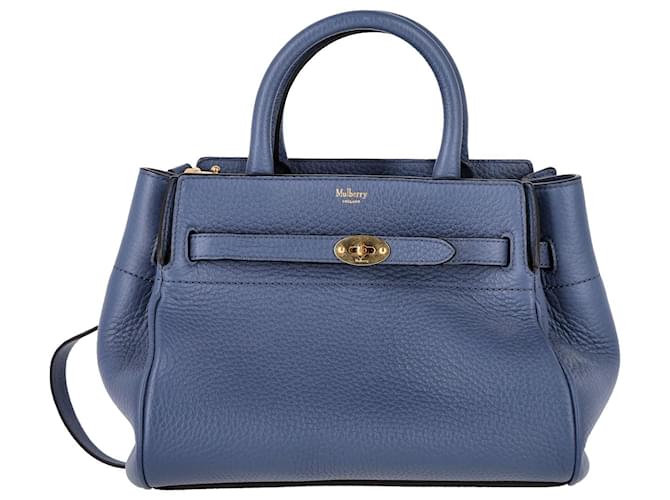 Mulberry Small Belted Bayswater Tote in Blue Calfskin Leather  ref.1332009