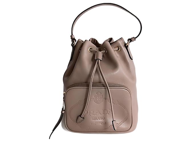 Prada beige leather bucket handbag Pink  ref.1332022