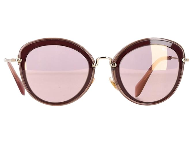 Rundige, verspiegelte Miu Miu-Sonnenbrillen aus rosa Acetat  Pink Zellulosefaser  ref.1332029