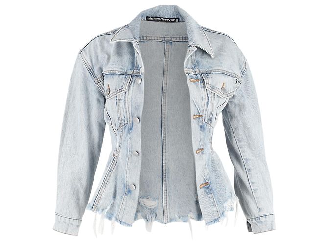 Alexander Wang Sculpted Denim Jacket in Light Blue Cotton