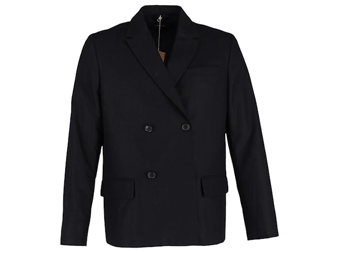 Apc A.P.C. Double-Breasted Blazer in Navy Blue Wool  ref.1332055