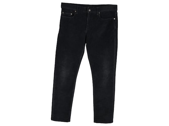 Pantaloni in velluto a coste a gamba dritta Saint Laurent in cotone nero  ref.1332060