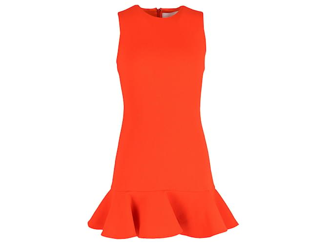 Victoria, Victoria Beckham Flounce Hem Shift Dress in Orange Wool  ref.1332066