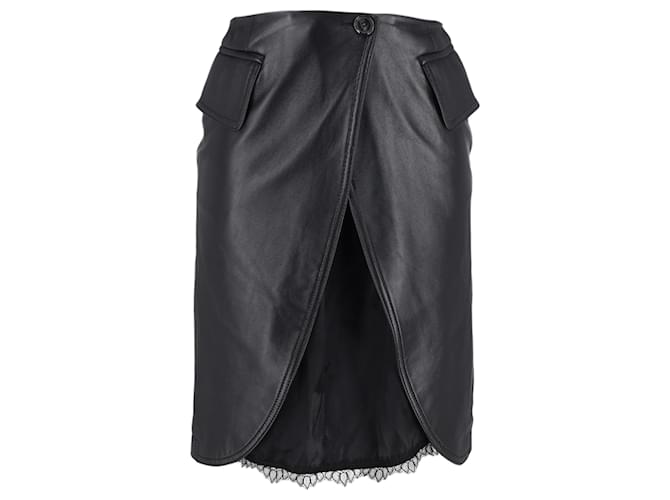 Maison Martin Margiela mm6 Maison Margiela Open-Front Skirt in Black Leather  ref.1332067