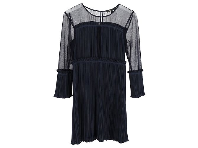 Minivestido Maje de manga transparente en poliéster azul