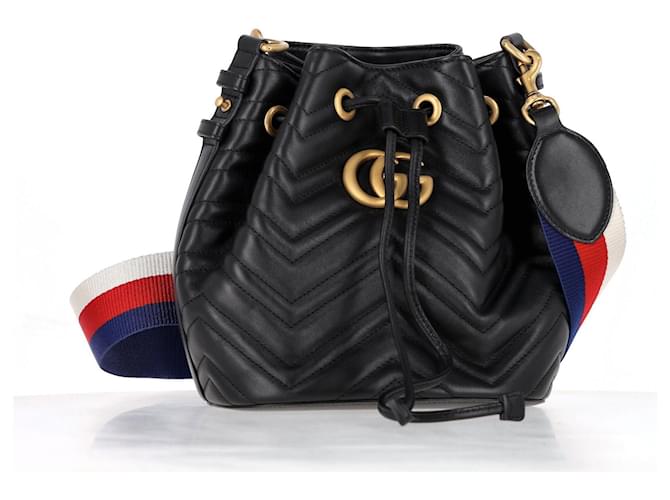 Gucci GG Marmont 2.0 Matelasse Bucket Bag in Black Leather  ref.1332074