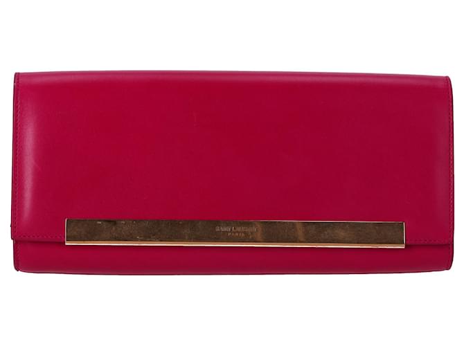 Saint Laurent Lutetia Flap Clutch Bag in Pink Calfskin Leather Pony-style calfskin  ref.1332077