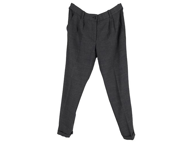 Dolce & Gabbana Karierte Hose aus grauer Wolle