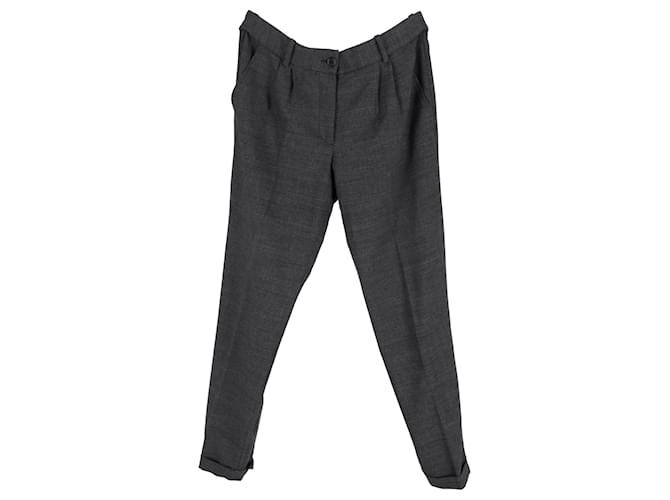 Dolce & Gabbana Checked Trousers in Grey Wool  ref.1332080