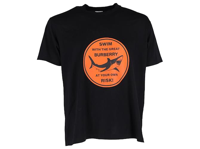 Burberry Shark Risk Graphic T-shirt in Black Cotton  ref.1332084