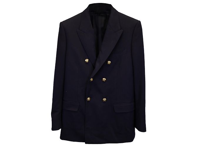 Céline Blazer con botonadura forrada Celine de lana azul marino
