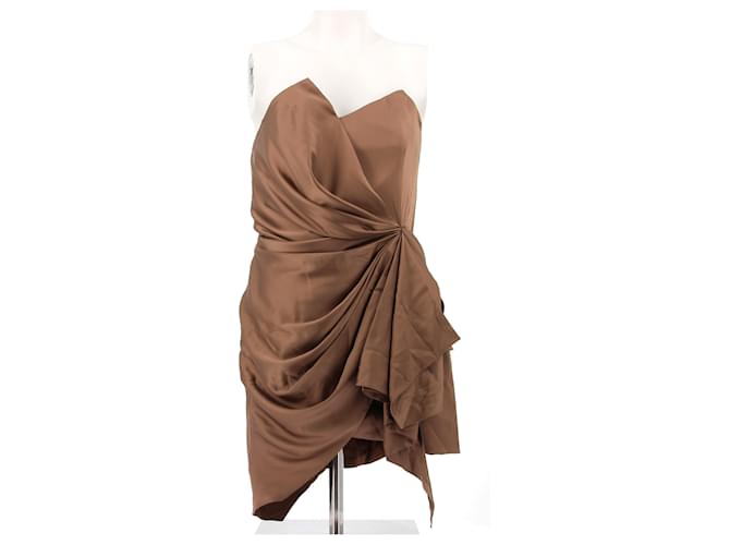 ALEXANDRE VAUTHIER  Dresses T.fr 44 silk Brown  ref.1332196