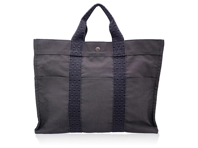 Hermès Hermes Paris Canvas Her Line Herline Yale MM Handbag Tote Bag Grey Cloth  ref.1332226
