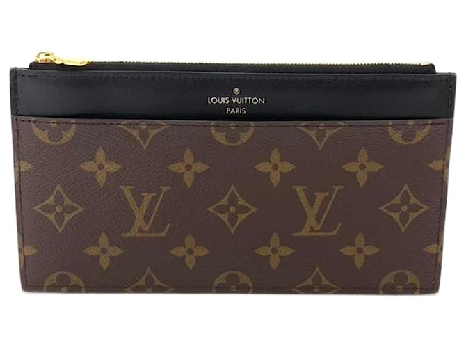 Porte-monnaie Slim en toile Louis Vuitton M80348 en excellent état Marron  ref.1332260