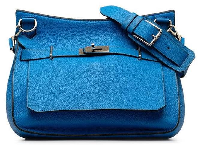 Hermès Sac à épaule Hermes Jypsiere 34 en cuir Clemence bleu en très bon état  ref.1332274