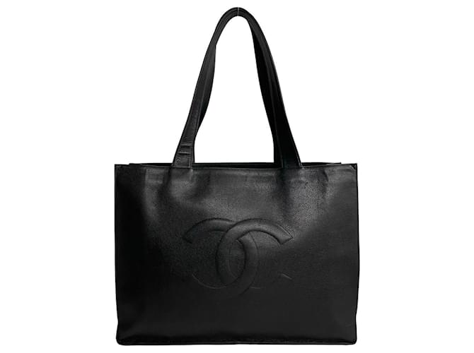 Timeless Chanel Logo CC Black Leather  ref.1332619