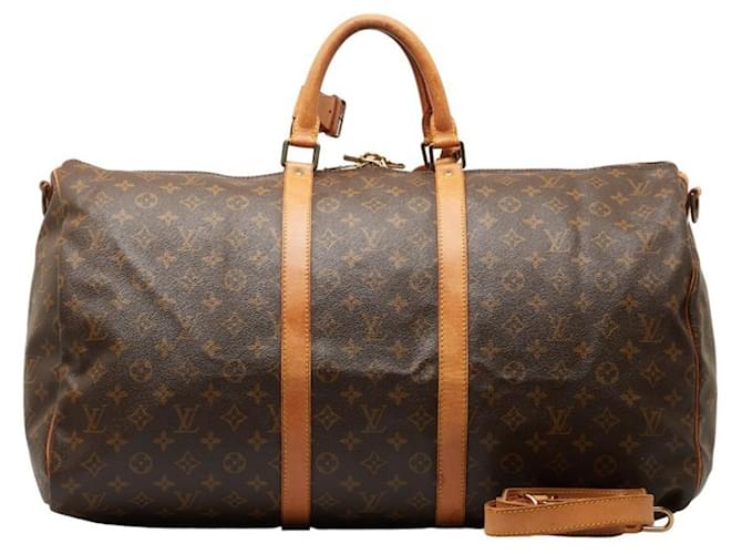 Louis Vuitton Keepall Bandouliere 55 Brown Cloth  ref.1332629