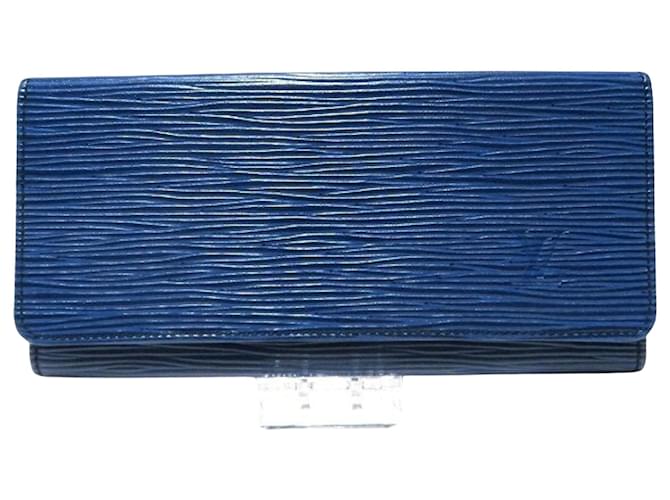 Louis Vuitton Porte carteira de crédito bifold Azul Couro  ref.1332656