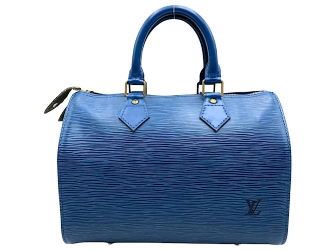 Louis Vuitton Speedy 25 Azul Cuero  ref.1332704