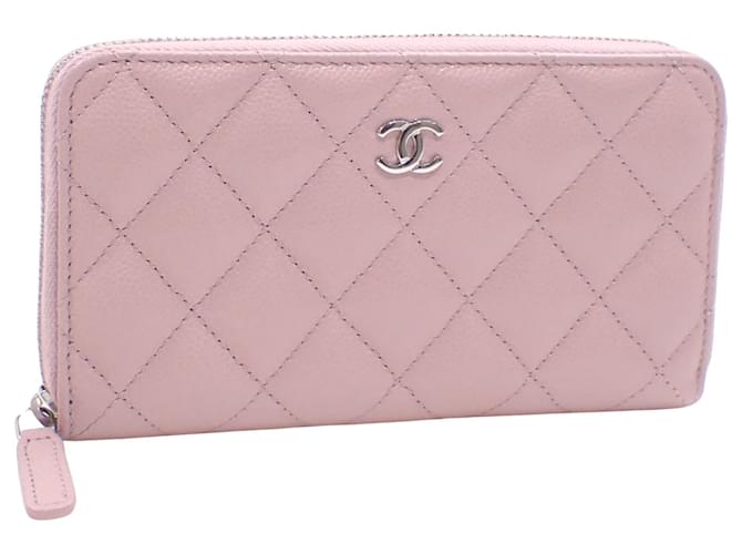 Timeless Chanel Zip around wallet Pink Leather  ref.1332708