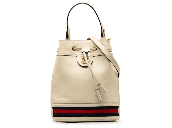 Gucci White Ophidia Leather Bucket Cream Pony-style calfskin  ref.1332747