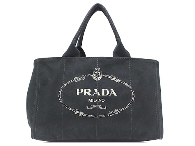 Prada Black Canapa Logo Satchel Cloth Cloth  ref.1332755